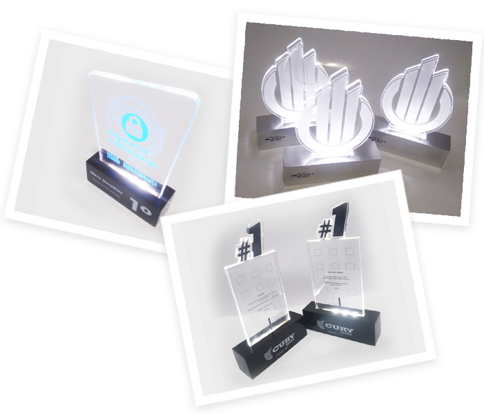 Troféus de acrílico com LED